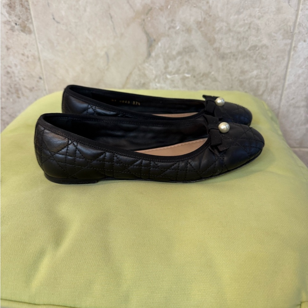 Dior Black Quilted Cannage Ballet Flats